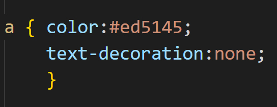 screenshot of css code targeting a link